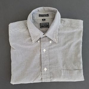 Windsor shirt 16 half sleeve cotton black&white button-down shirt